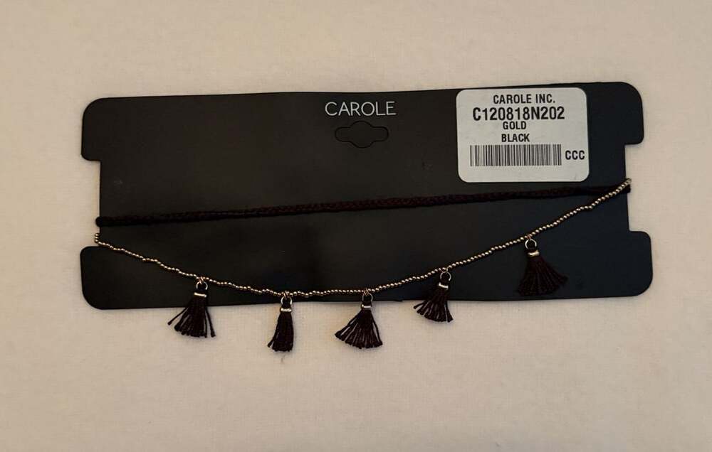 Carole Inc. Tassel Choker Necklace Gold Black